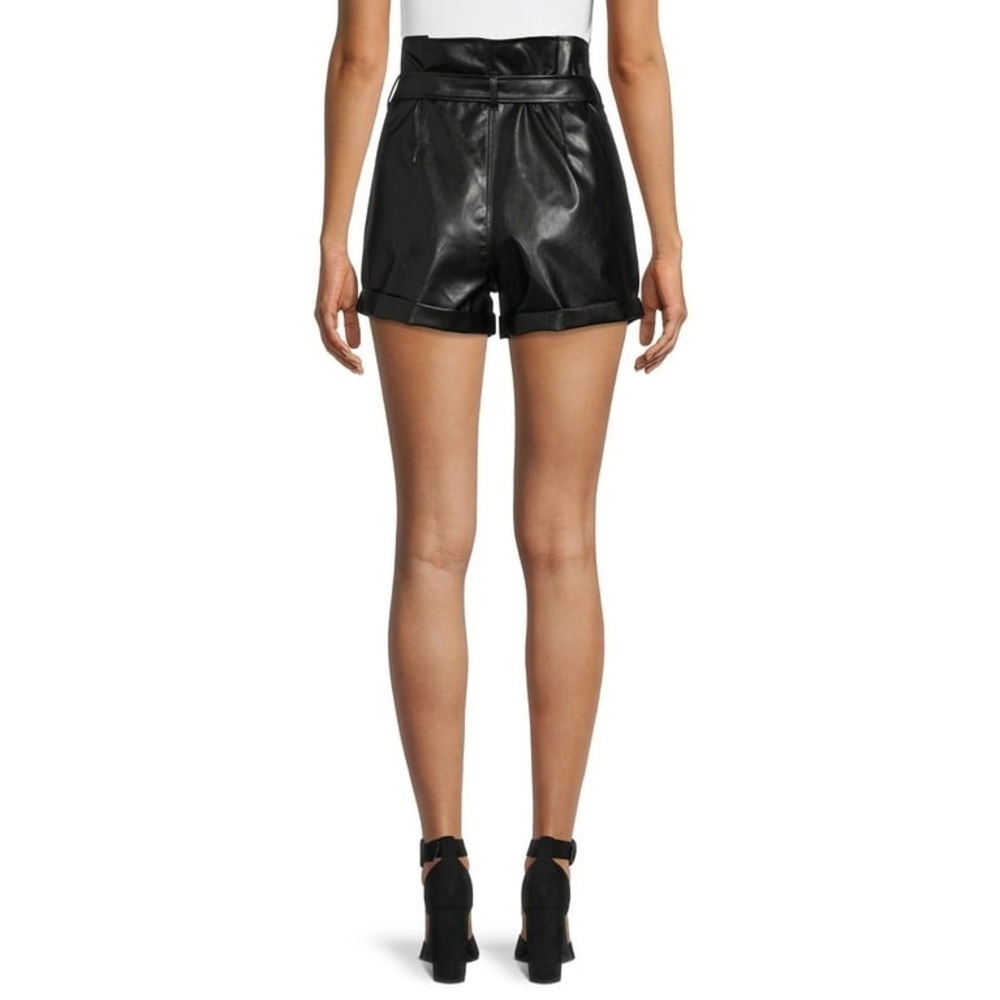 Womens 1X (17) Vegan Leather PAPERBAG Short Madden NYC Belted Black Zip NWT - Picture 2 of 9
